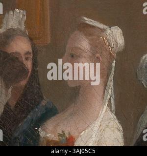 Un dipinto di Marco Ricci intitolato "prova di un'opera", creato intorno al 1709. L'olio su tela raffigura una scena di una prova d'opera, che riflette lo stile artistico dei primi anni del XVIII secolo. Foto Stock