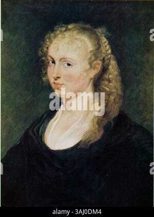 Questo ritratto di Peter Paul Rubens presenta una donna sconosciuta con capelli biondi intrecciati, dipinto nel 1619. La lavorazione a olio su pannelli è caratterizzata dalla padronanza di Rubens di consistenza, colore e forma, creando un’impressione di profondità e di vita. L’identità del sitter rimane oggetto di curiosità storica. Foto Stock