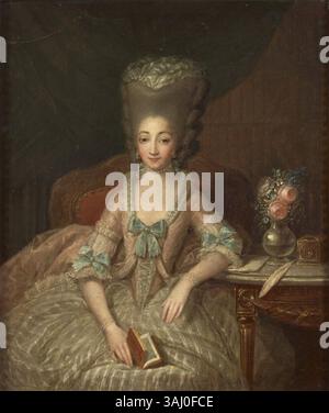 Questo dipinto ad olio di Charles le Clercq del 1775 raffigura Elisabetta di Francia, figlia di Luigi XV. Il ritratto è ospitato nella Reggia di Versailles e riflette lo stile della corte reale francese. Foto Stock