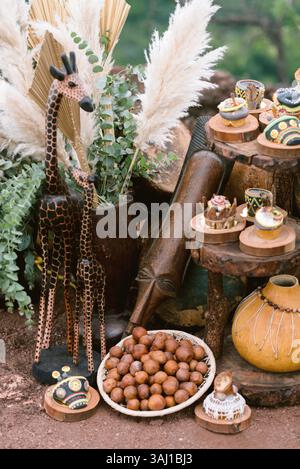 Manufatti tribali tradizionali dello Zambia Foto Stock