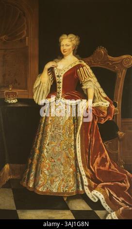 Questo ritratto, creato intorno al 1727, raffigura la regina Carolina di Brandeburgo-Ansbach, consorte di re Giorgio II di Gran Bretagna. Il dipinto a olio su tela è ospitato nelle National Galleries of Scotland. Foto Stock