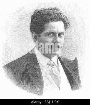 Questa incisione del 1906 di William Didier-Pouget, un artista francese, riflette la tecnica di incisione dettagliata e realistica dell'inizio del XX secolo. L'immagine cattura le linee delicate e le ombre tipiche delle sue incisioni. Foto Stock