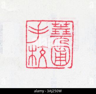 Un carattere cinese semplificato usato nella scrittura del sigillo, che è una delle più antiche forme di scrittura cinese. Lo script Seal è caratterizzato da forme quadrate e tratti intricati. Foto Stock