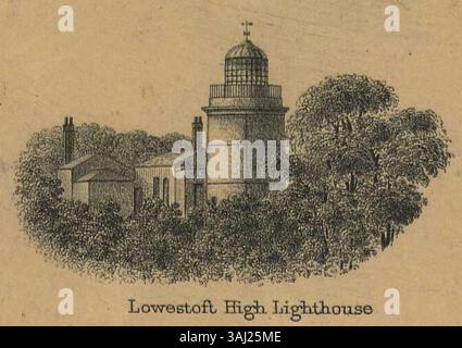 Il Lowestoft High Lighthouse, fondato nel 1797, fornì una guida critica per le navi marittime che navigavano lungo la costa inglese. Una parte fondamentale dello sforzo della Gran Bretagna per migliorare la navigazione, rimane un significativo monumento storico e ingegneristico. Foto Stock