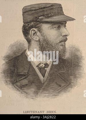Illustrazione da Harper's Weekly, 14 agosto 1886, con il tenente William Henn RN. L'opera d'arte è un ritratto dettagliato dell'ufficiale in uniforme. Foto Stock