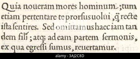 Pagina diffusa dal De Aetna di Pietro Bembo, stampata da Aldus Manutius nel 1495 o 1496. Questo lavoro è noto per il suo contributo significativo alla letteratura e alla stampa del primo Rinascimento, che mostra i numeri romani «MVD» alla conclusione del libro. Foto Stock