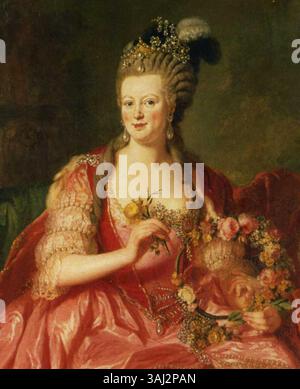 Il ritratto di Friederike Luise von Hessen-Darmstadt, Principessa di Prussia, con suo figlio Federico Guglielmo III, fu dipinto nel 1775 da Anna Dorothea Therbusch. Riflette lo stretto rapporto tra madre e figlio e la loro stirpe reale. Foto Stock