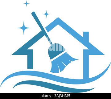 Modello di design del logo del servizio di pulizia Illustrazione Vettoriale