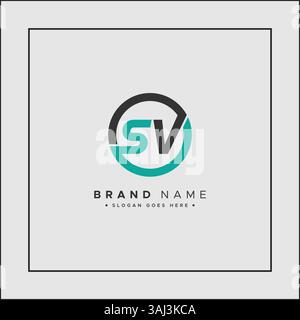 Logo SV minimal Vector - Logo aziendale semplice per monogrammi S e V. Illustrazione Vettoriale