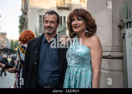 Torino, Italia. 10 aprile 2025. Andrea Occhipinti, Vladimir Luxuria durante l'inaugurazione della 40/a edizione del Lovers Film Festival a Torino, Italia - Cronaca - giovedi 10 aprile 2025 - ( foto Alberto Gandolfo/LaPresse ) Andrea Occhipinti, Vladimir Luxuria durante l'inaugurazione della 40a edizione del Lovers Film Festival di Torino, Italia - giovedì 10 aprile 2025 - News - ( foto Alberto Gandolfo/LaPresse ) crediti: LaPresse Live Foto Stock