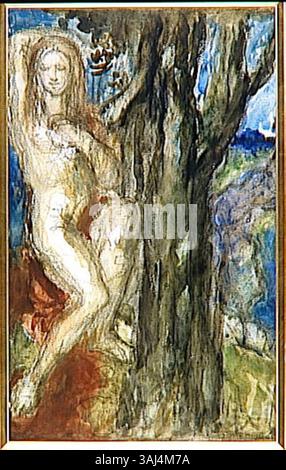 Eve di Gustave Moreau, creata tra il 1850 e il 1895, raffigura la figura biblica di Eve, spesso associata alla storia della creazione nella teologia cristiana. Questa opera è ospitata nel Musée Gustave Moreau. Foto Stock