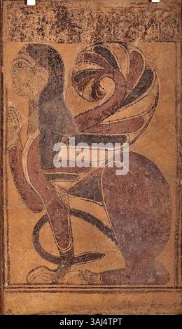 Le placche Boccanera, risalenti al 560-550 a.C., sono ceramiche etrusche originarie di Cerveteri. Attualmente ospitate nel British Museum di Londra, queste placche presentano un'intricata iconografia etrusca e forniscono approfondimenti sull'arte e la cultura dell'antica Etruria. Foto Stock