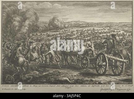 Questo dipinto del 1771 di Antoine Benoist raffigura un convoglio di artiglieria francese in viaggio verso l'assedio di Bergen-op-Zoom nel 1747 durante la guerra di successione austriaca. Cattura il movimento militare e i preparativi. Foto Stock
