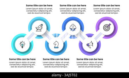 Modello infografico con icone e 6 opzioni o passaggi. Linea. Può essere utilizzato per il layout del flusso di lavoro, il diagramma, il banner, il webdesign. Illustrazione vettoriale Illustrazione Vettoriale