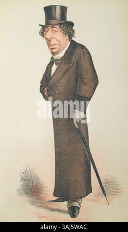 La caricatura di Carlo Pellegrini di Benjamin Disraeli, pubblicata su Vanity Fair il 30 gennaio 1869, cattura umoristicamente la trasformazione e l'influenza politica del politico britannico. Foto Stock