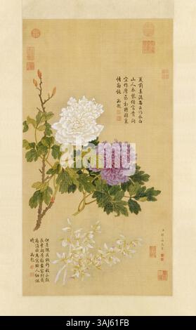 Questo dipinto di Zou Yigui (1686-1772) del Museo del Palazzo dimostra l'abilità dell'artista nelle tecniche tradizionali cinesi dell'inchiostro e dei colori, mostrando elementi della natura e soggetti storici. Foto Stock