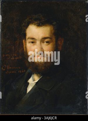 Un ritratto di Jean-Jacques Henner, dipinto nel 1860, di Samuel David, un compositore di musica, che mostra il raffinato stile di Henner in olio su tela. Foto Stock
