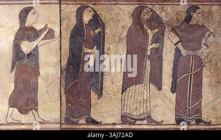 Le targhe Boccanera, datate 560-550 a.C. da Cerveteri, sono esposte al British Museum. Questi manufatti etruschi offrono approfondimenti sulla vita religiosa e cerimoniale dell'antica Etruria. Foto Stock