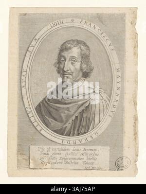 Stampa intaglio della collezione Boyer con Francesco Maynard, 64 anni, con iscrizione latina. Foto Stock