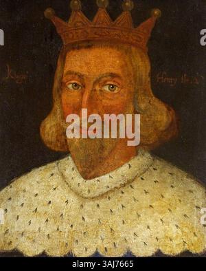 Questo ritratto del 1650 circa di re Enrico II ('Curtmantle') (1133-1189) è reso in olio su tavola, raffigurante il monarca medievale inglese. Foto Stock