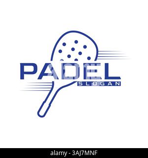 Illustrazione della racchetta con logo dalla silhouette semplice Design vettoriale Design del logo sportivo Illustrazione Vettoriale