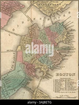 Mappa D'epoca Di Boston Stampabile, Mappa Murale Rustica