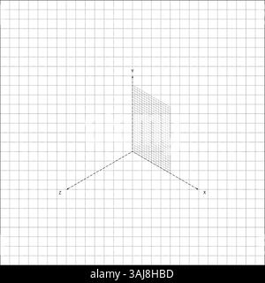 Mathematical School Science Geometrical Axes Concept. 3D Cartesian coordinate system with labeled X, Y, and Z axes. Illustrazione Vettoriale