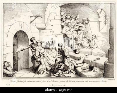 Il 21 giugno 1645, Biagio Giuliani fece esplodere esplosivi al forte di San Teodoro vicino a Chania per impedire la cattura da parte dei turchi, mostrando sfida e resistenza di fronte alla resa. Foto Stock