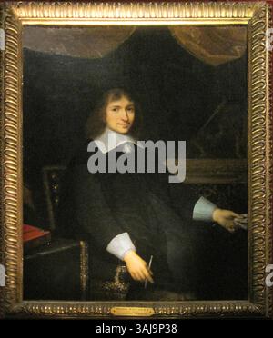 Un ritratto del XVII secolo di Nicolas Fouquet, dipinto da Charles le Brun, raffigurante il ministro francese in abiti elaborati a Vaux-le-Vicomte. Foto Stock