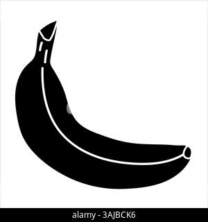 Elegante illustrazione in bianco e nero di una banana dal design minimalista Illustrazione Vettoriale