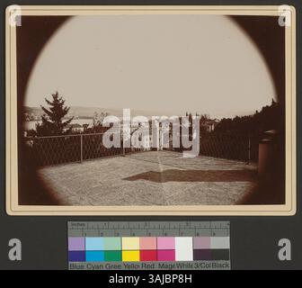 Fotografia del 1894 che mostra una vista distante della città di Zürich e del lungolago da una torre (Zinne), scattata nell'area intorno a Schulhausstrasse, Bürglistrasse e Bluntschlisteig. Foto Stock