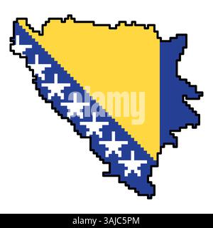 Icone pixellate della mappa del mondo in stile a 8 bit, con oltre 190 paesi. Perfetto per l'arte digitale, i progetti didattici e i progetti a tema. Illustrazione Vettoriale