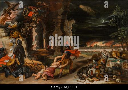 Jan Brueghel il giovane 'Allegory of Law and Violence' (1666-1669) ritrae re Carlo i d'Inghilterra attraverso una rappresentazione allegorica. Il dipinto fa parte di una collezione privata. Foto Stock