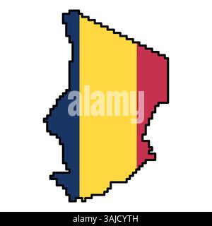 Icone pixellate della mappa del mondo in stile a 8 bit, con oltre 190 paesi. Perfetto per l'arte digitale, i progetti didattici e i progetti a tema. Illustrazione Vettoriale