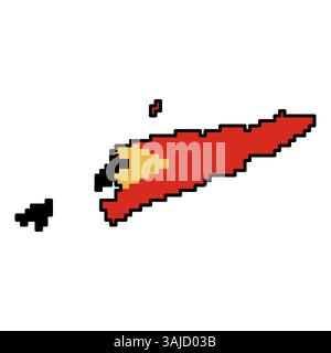 Icone pixellate della mappa del mondo in stile a 8 bit, con oltre 190 paesi. Perfetto per l'arte digitale, i progetti didattici e i progetti a tema. Illustrazione Vettoriale