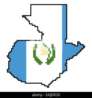 Icone pixellate della mappa del mondo in stile a 8 bit, con oltre 190 paesi. Perfetto per l'arte digitale, i progetti didattici e i progetti a tema. Illustrazione Vettoriale