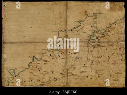 Questa mappa, creata da Domingo Fontán nel 1828, descrive la regione della Galizia tra A Mariña e il fiume Sor. Offre un importante riferimento geografico storico per l'area all'inizio del XIX secolo. Foto Stock