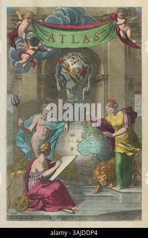 L'Atlas der wereld del 1792 di Jan Barend Elwe è un dettagliato atlante mondiale, che presenta 37 mappe di varie regioni tra cui Europa, Asia, Africa e Americhe. Include anche una cronologia e una tabella di distanze, che rappresentano la geografia globale della fine del XVIII secolo. Foto Stock
