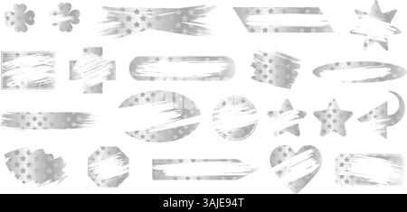 Set di forme di biglietti vincenti della lotteria con effetto texture raschiata che segna l'illustrazione vettoriale. Illustrazione Vettoriale