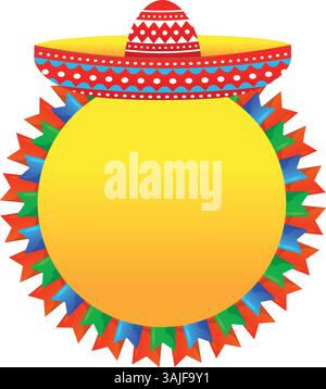 Cinco de Majo, cornice di cartoni animati messicani Illustrazione Vettoriale