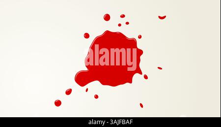 Spruzzi di liquido rossi isolati su sfondo chiaro. Rappresentazione astratta della dinamica dei fluidi e del movimento con toni rossi vivaci. Illustrazione Vettoriale