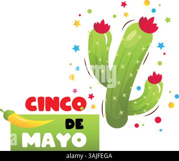 Cinco de Majo illustrazione vettoriale delle festività messicane Illustrazione Vettoriale