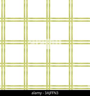 Motivo ad acquerello a scacchi verde oliva senza cuciture. Aveva disegnato uno sfondo in stile rustico, un clipart geometrico astratto per tessuti da cucina, tessuti, cucine Foto Stock