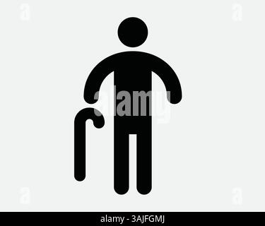Vecchio popolo anziano cane cane cane bastone uomo forma umana simbolo grafico vettoriale in piedi piedi piedi piedi piedi piedi piedi piedi piedi piedi infermieristica Casa grafico Illustrazione Vettoriale
