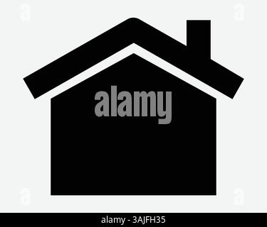 Profilo della casa Black White Icon Home Homepage Residence Residential Sign silhouette piatta Immobiliare abitazione Chimney Vector Illustratio Illustrazione Vettoriale