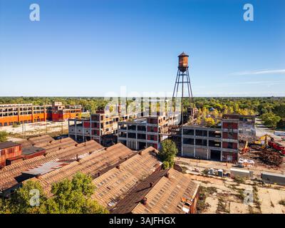 Stabilimenti di produzione di automobili abbandonati a Detroit, Michigan, Stati Uniti. Foto Stock