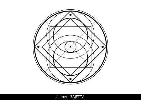 Vesica Piscis, geometria Sacra, logo geometrico mistico del terzo occhio. Emblema occulto della Provvidenza, tutti vedevano protezione degli occhi, fortuna, magia. Occhio di Dio Illustrazione Vettoriale