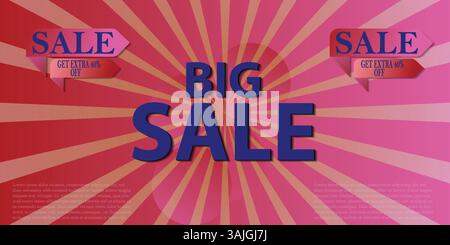 Vettore di banner per grandi vendite per la progettazione aziendale, può essere utilizzato in volantini di vendita online, pubblicità, annunci di sconto, volantini facilmente modificabili, Illustrazione Vettoriale