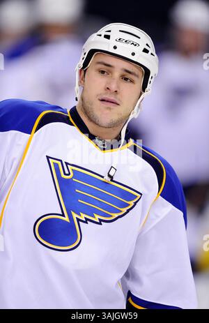 31 gennaio 2011 - Calgary, Alberta, Canada - Gen. Foto del profilo dei giocatori della NHL su Stefan della Rovere dei St. Louis Blues durante una partita recente a Calgary. (Immagine di credito: © Larry MacDougal via ZUMA Wire) Foto Stock