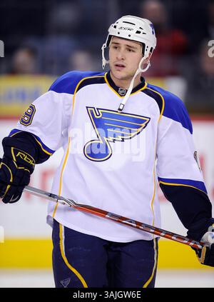 31 gennaio 2011 - Calgary, Alberta, Canada - Gen. Foto del profilo dei giocatori della NHL su Stefan della Rovere dei St. Louis Blues durante una partita recente a Calgary. (Immagine di credito: © Larry MacDougal via ZUMA Wire) Foto Stock